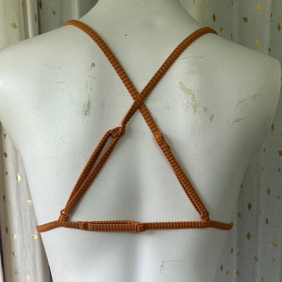 Roxy Mind of Freedom Rust Triangle Adjustable Criss Cross Bikini Top Only S - Picture 6 of 7
